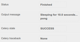 Management command job status.